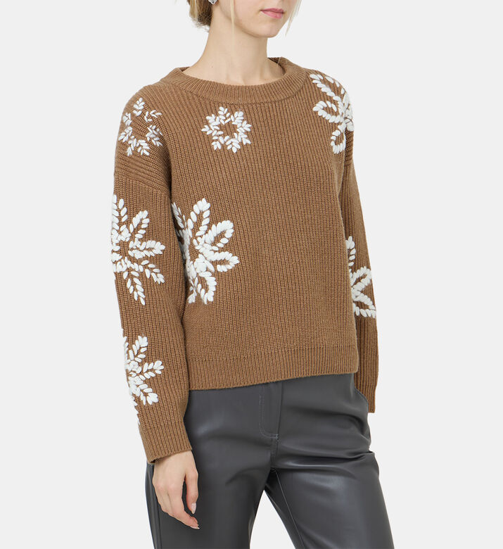 Floral Embroidered Wool Sweater
