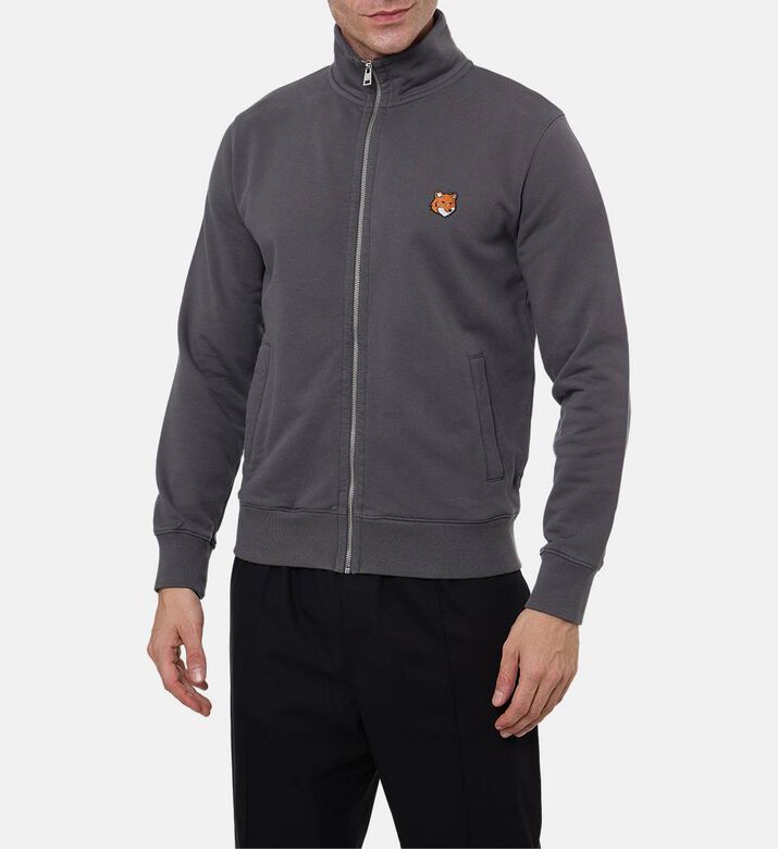 Maison Kitsune Fox-embroidery Long-sleeve Sweatshirt, Anthracite, Xl, Model View