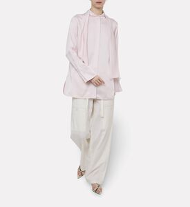 Jil Sander Enverse Satin Integrated Scarf Shirt, Pink, 34, Model View