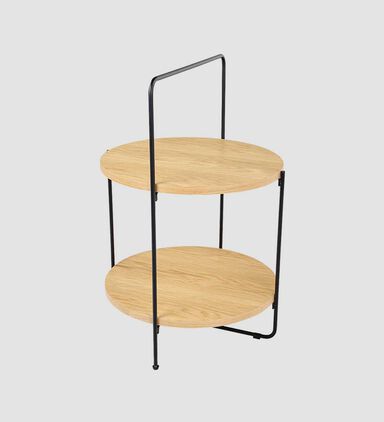 Oak Veneer Metal Frame Side Table