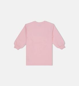 فستان بأكمام طويلة وأساور مضلعة بطبعة شعار ودب تيدي