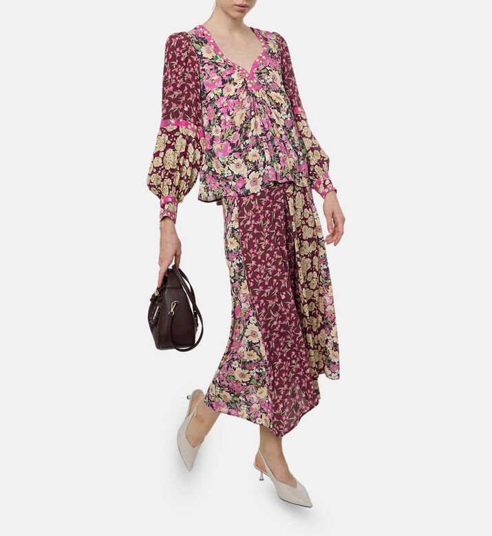 Ba and Sh All-over Floral-print V-neck Blouse, Model View