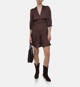 Ba and Sh Puff Sleeve V-neck Flared Dress, Model View