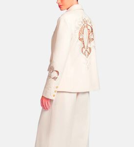 Michael Cinco Floral-embroidery Regular-fit Suit Set, White, M, Model View