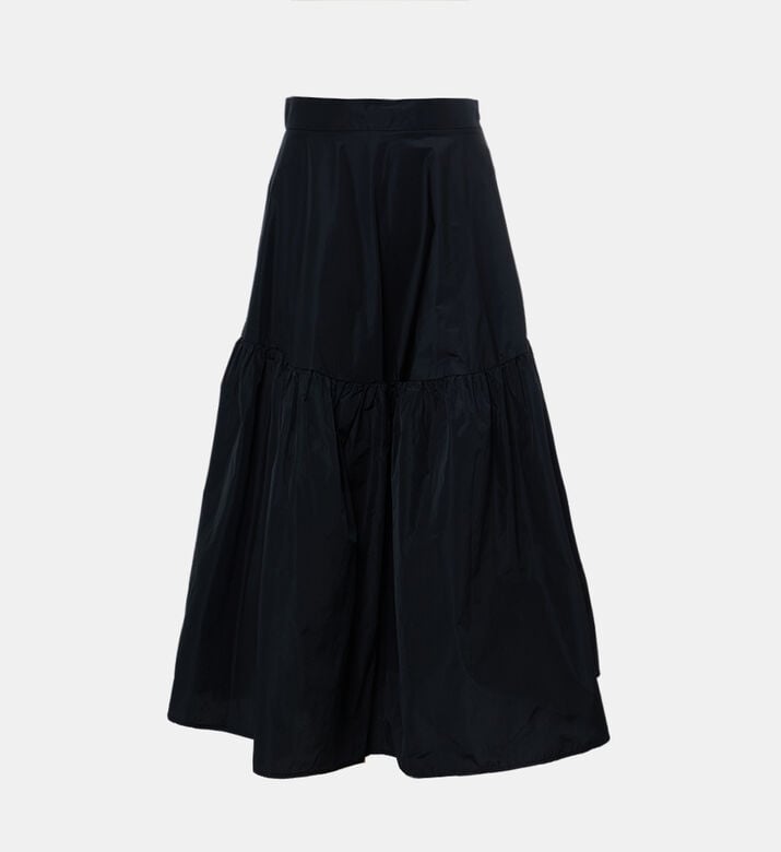 Pleated Flared Midi Skirt