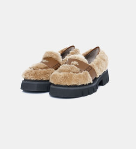 حذاء فرو مخملي برباط