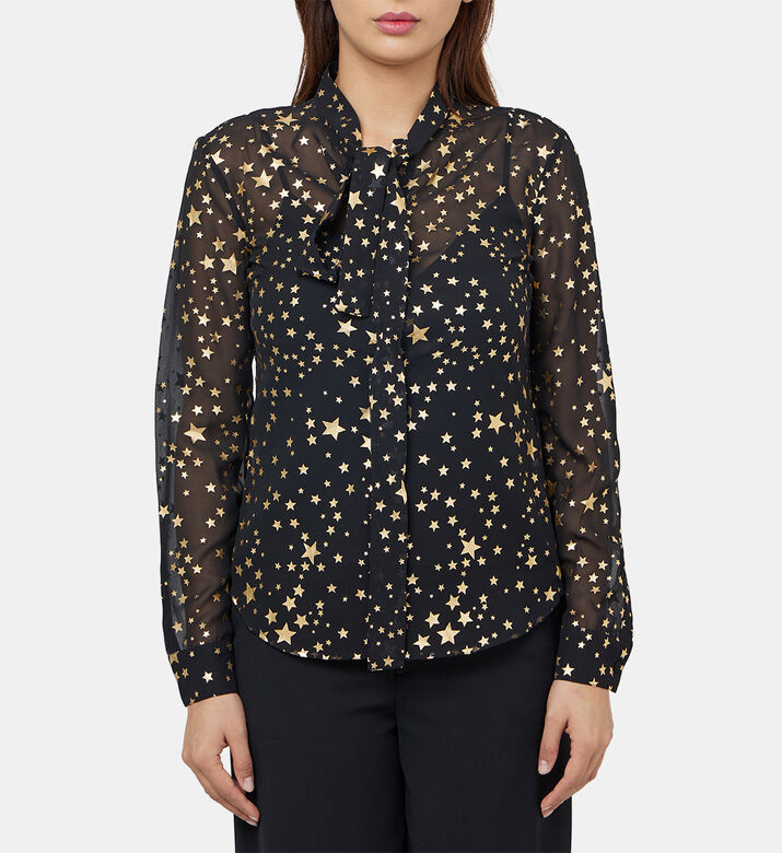 Lame Star Printed Silk Shirt