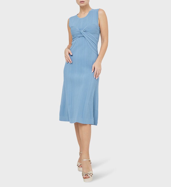 Variegated Rib Draped Midi Dress Variegated Rib Draped Midi Dress