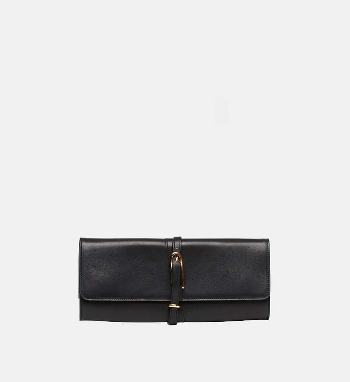 Leather Belted Clutch Bag