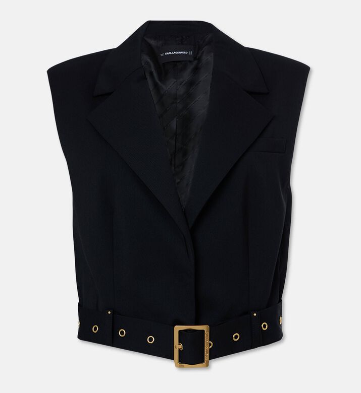 Karl Lagerfeld Gold Eyelet Accent Belted Vest, Packshot View