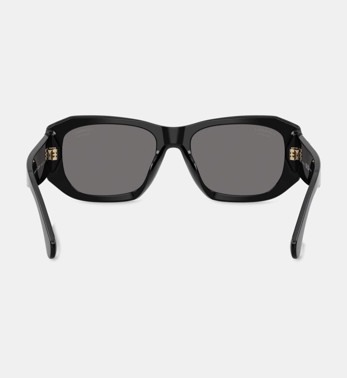 Chanel Acetate Rectangular Havana Sunglasses, Black, Packshot View