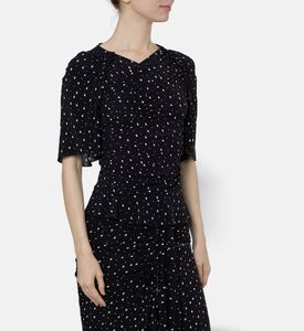Isabel Marant Ruched Polka-dot Short-sleeve Top, Model View