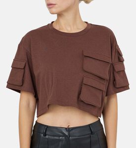 تي شيرت مبطن بجيب على الكتف