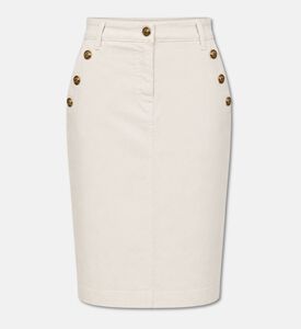 Luisa Spagnoli Button-detailed Pencil Skirt, Ivory, 46, Packshot View