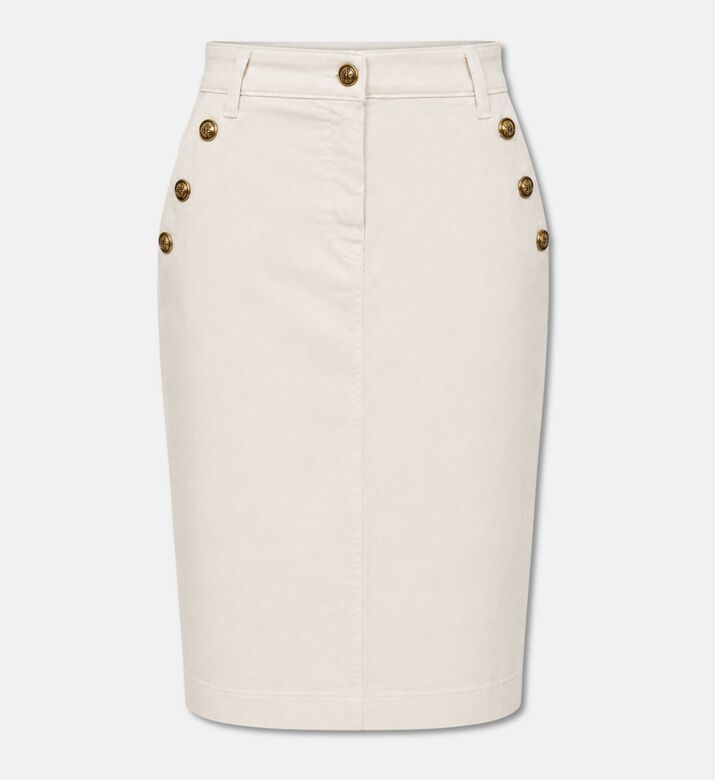 Luisa Spagnoli Button-detailed Pencil Skirt, Ivory, 46, Packshot View