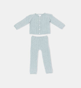 طقم بنطال رياضي وسترة محبوك ومجدول