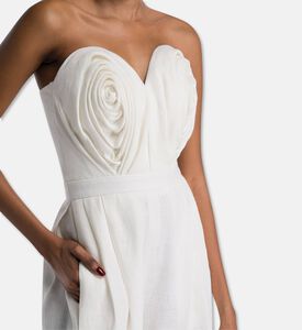 Savanna Linen Pleated Strapless Corset Jumpsuit, Model View