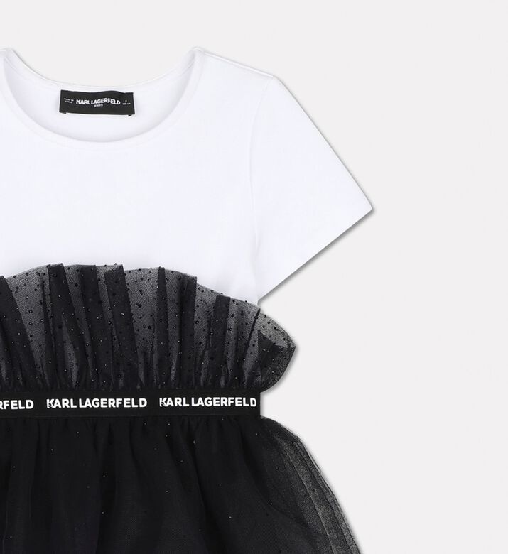 Karl Lagerfeld Ruffled Tulle Panel Short-sleeve Dress, Packshot View