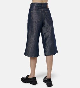 Ganni Metallic Contrast Stitching Wide-leg Shorts, Model View