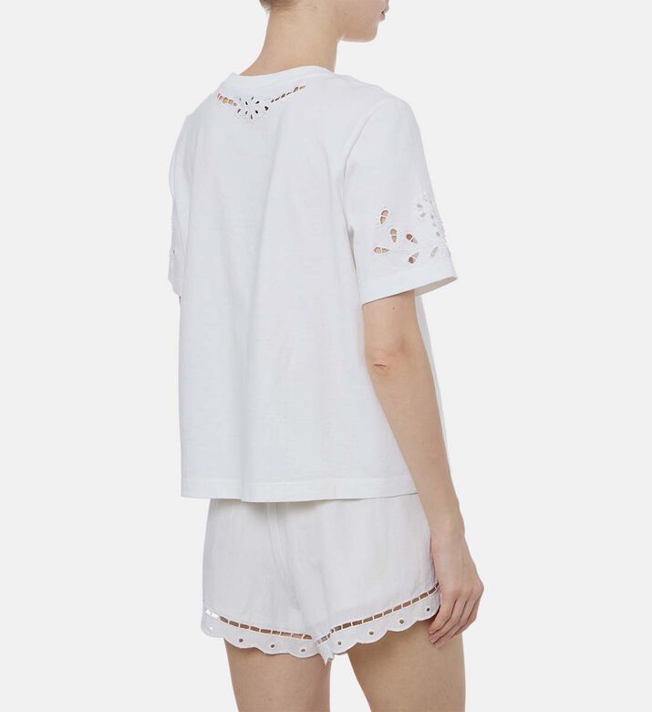 تيشيرت قصير الأكمام مطرز بشعار