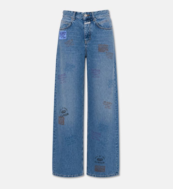 Closed Logo-print Wide-leg Jeans, Blue, 28, Packshot View