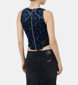 بلوزة قصيرة دنيم بنقشة أزهار