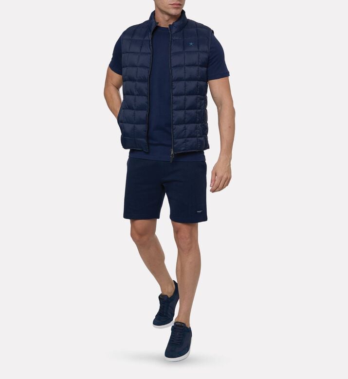 Hackett London Ultra-high Neck Zip Fastening Vest, Navy, L, Model View