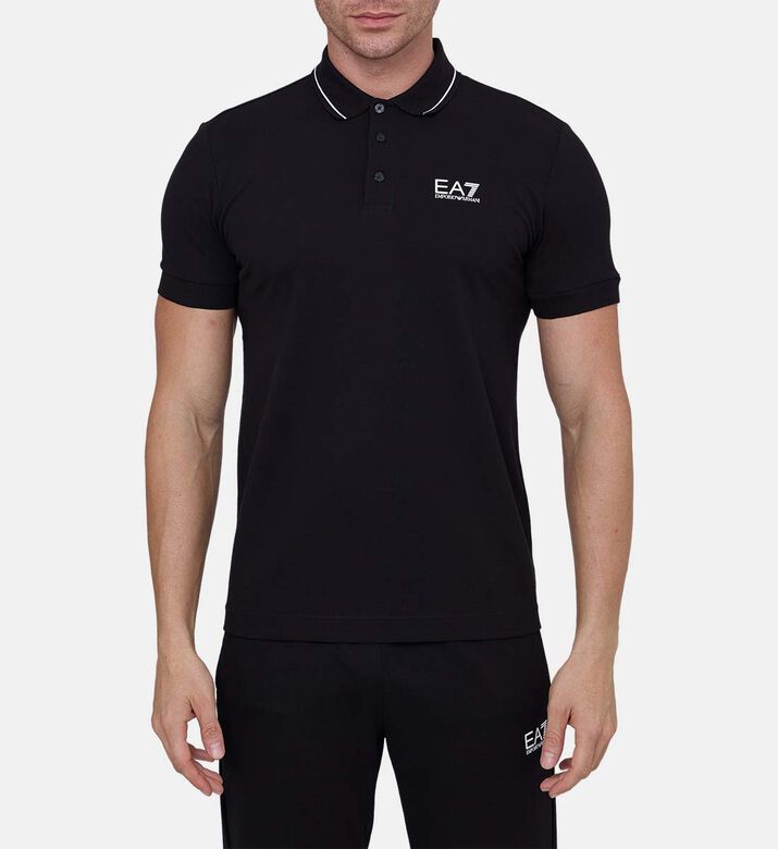 Contrasting Collar Trim Polo Shirt