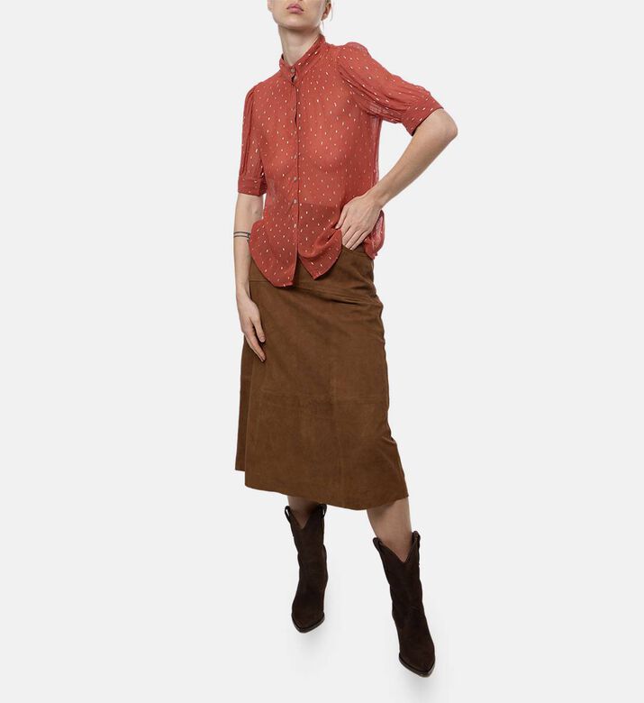 Ba and Sh All-over Print Short-sleeve Shirt, Brick, M, Model View