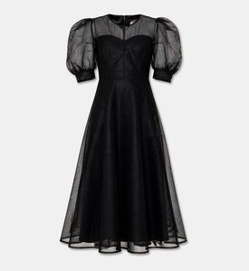 Poca and Poca Mesh Puff Sleeves Midi Dress, Packshot View