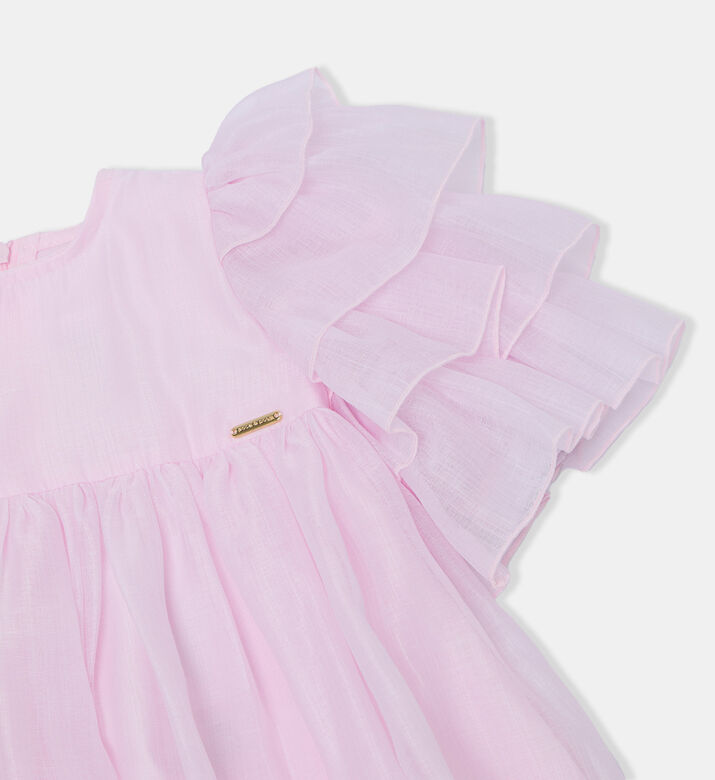 فستان متوسط الطول واسع بكشكشة