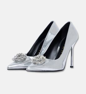 Albano Metallic Rhinestone-embellished Heels, Silver, Eu-41, Packshot View