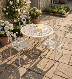 Home Deco and More Bistro Dining Table With 4 Chairs Off White, Packshot View