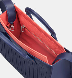 Camille Fournet Signature Calf Leather Pleated Midi Tote Bag, Indigo, Packshot View