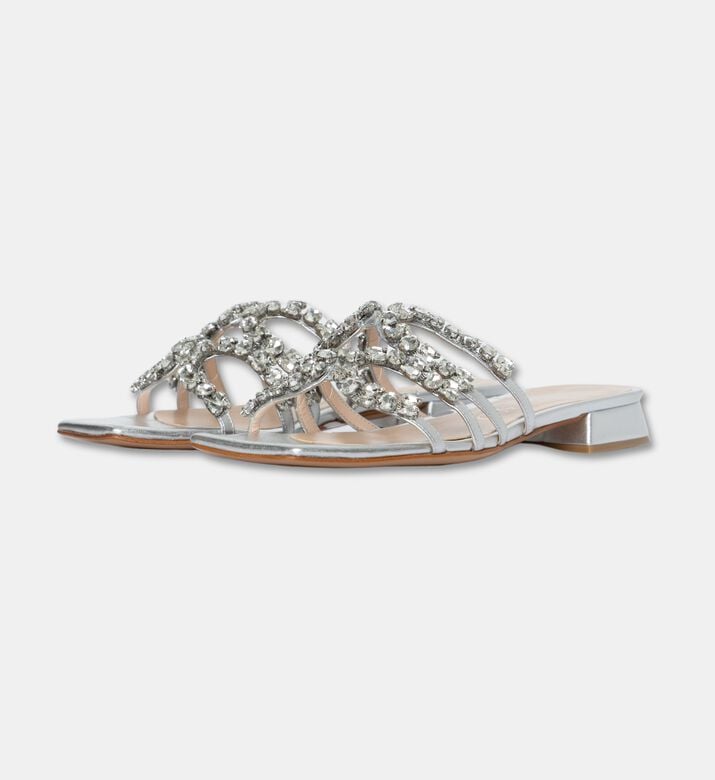 Albano Shoes Flat Stones, Silver, Eu-41, Packshot View