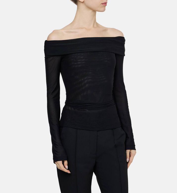 Sheer Draped Off-shoulder Top Sheer Draped Off-shoulder Top