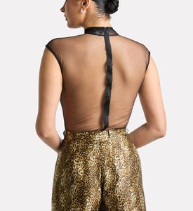 Savanna Vesper Crystal Leaf Sleeveless Bodysuit, Model View