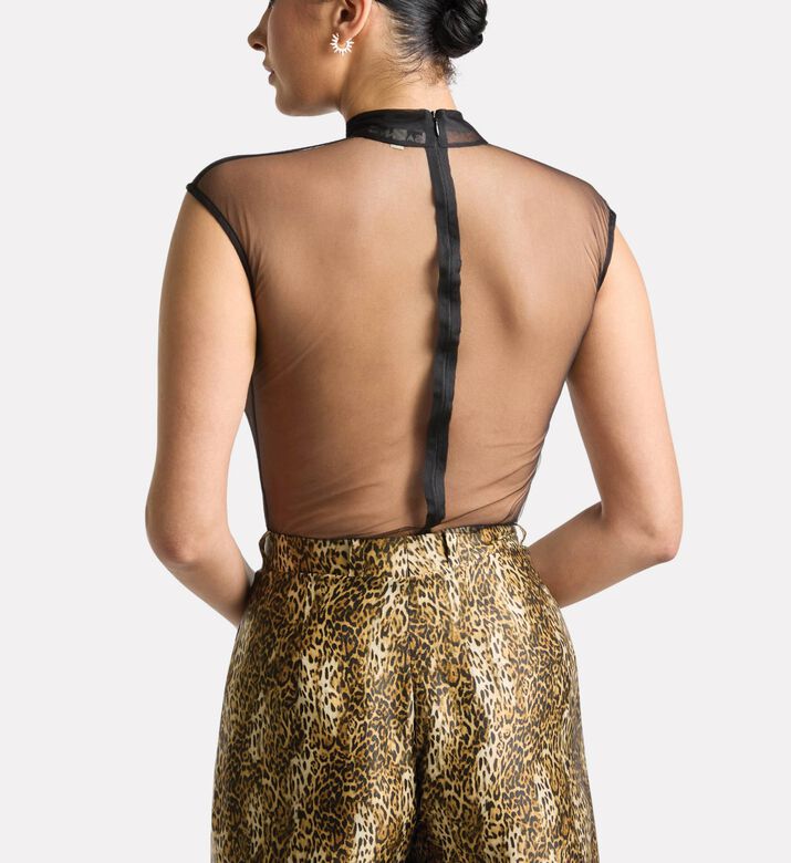 Savanna Vesper Crystal Leaf Sleeveless Bodysuit, Model View