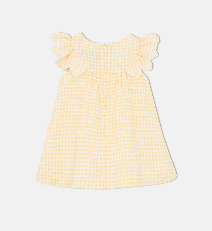Gingham Check Embroidered Dress