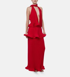 Rowen Rose All-over Micro-pleated Maxi Dress, Model View