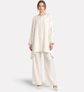 Savanna Silk Overlay Cape Blouse, Model View
