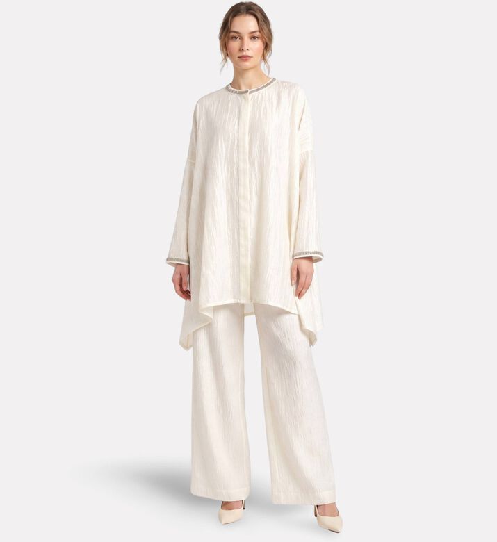 Savanna Silk Overlay Cape Blouse, Model View
