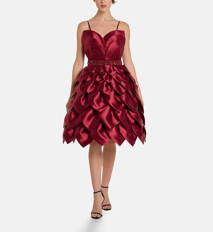Savanna Dress Leaf, Burgundy, M, Model View