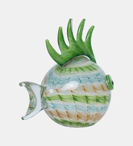 منحوتة كريستالية بشكل سمكة منتفخة صغيرة وأمراء صغار