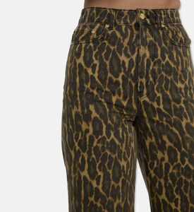 Ganni Leopard-print Wide-leg Jeans, Model View