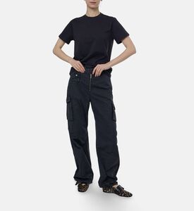 Ganni Logo-embroidery Short-sleeve T-shirt, Black, S, Model View