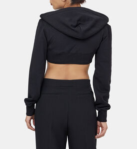 سويت شيرت قصير بغطاء رأس وسحّاب