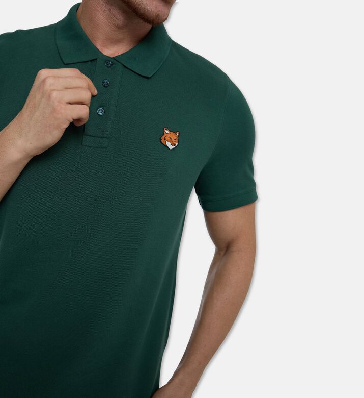 Maison Kitsune Embroidered Patch Polo Shirt, Green, S, Model View