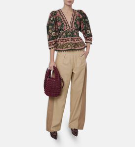 Farm Rio All-over Floral-print V-neck Blouse, Model View