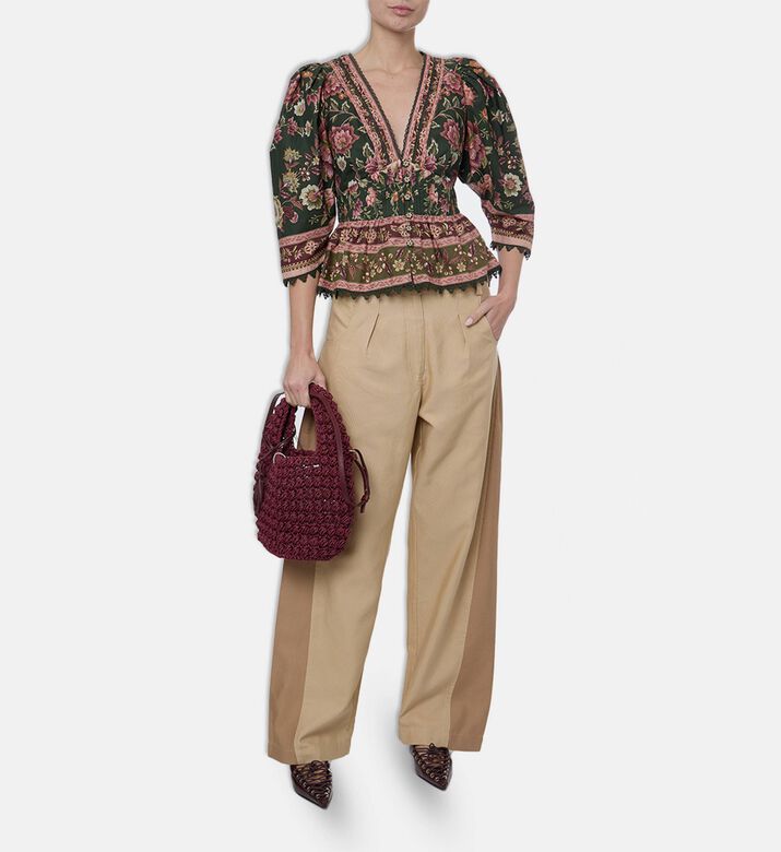 Farm Rio All-over Floral-print V-neck Blouse, Model View